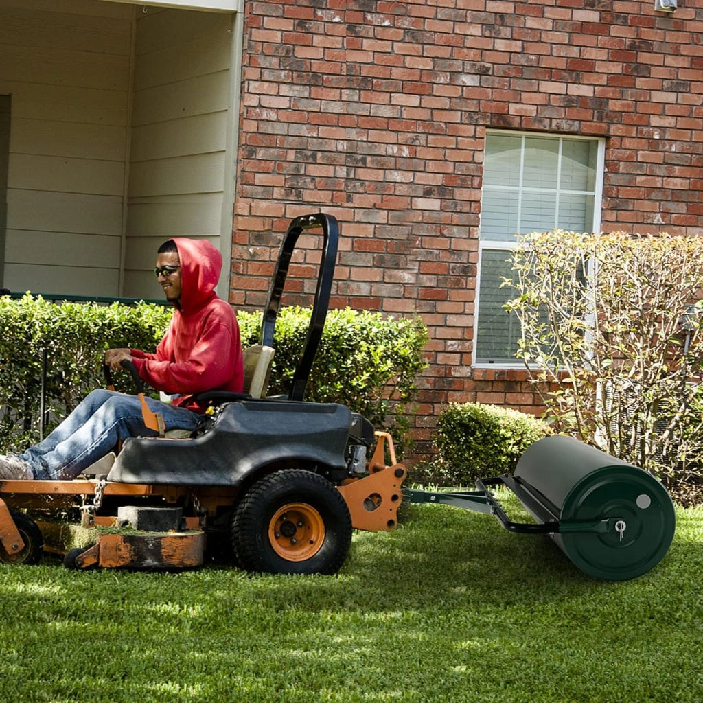 Rullo da Giardino per Prato 113 L 90 x 40 cm, Rullo per Prato in Metallo Riempibile di Acqua/Sabbia con Manico Antiscivolo, Ideale per Cortile, Parco e Fattoria (Verde)