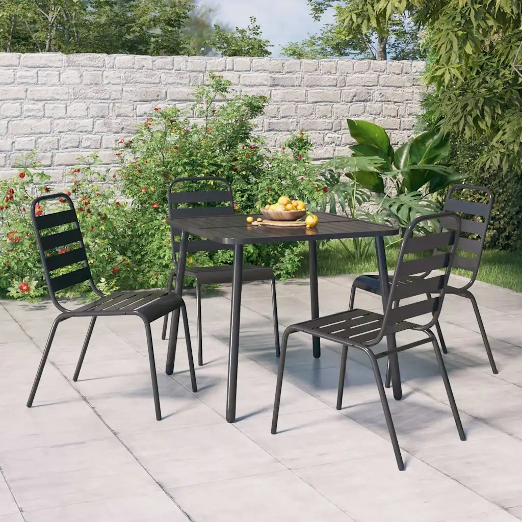 Set da Pranzo da Giardino 5 pz | Set Salotto da Giardino in Acciaio Antracite