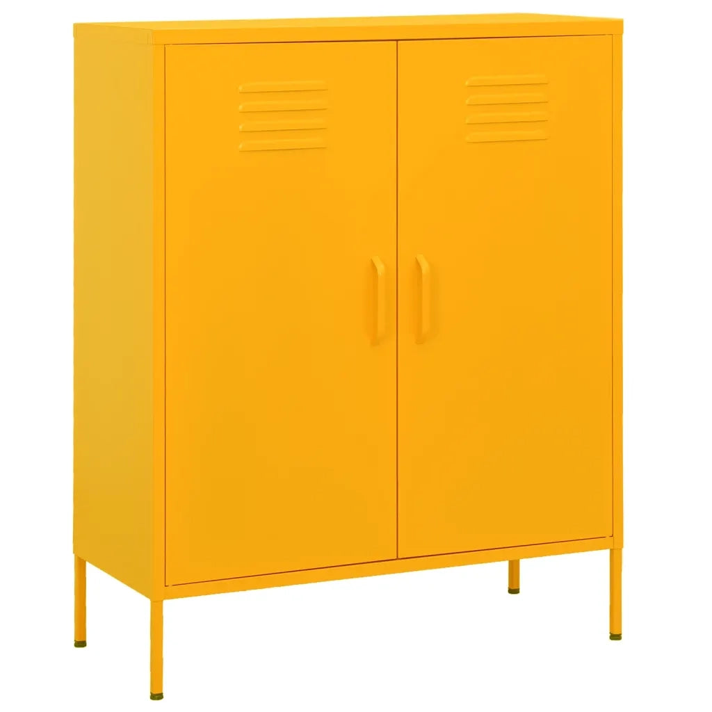 Mobile contenitore pratico 80 x 35 x 101,5 cm resistente e robusto 2 ripiani regolabili stile moderno acciaio giallo 02_0046855