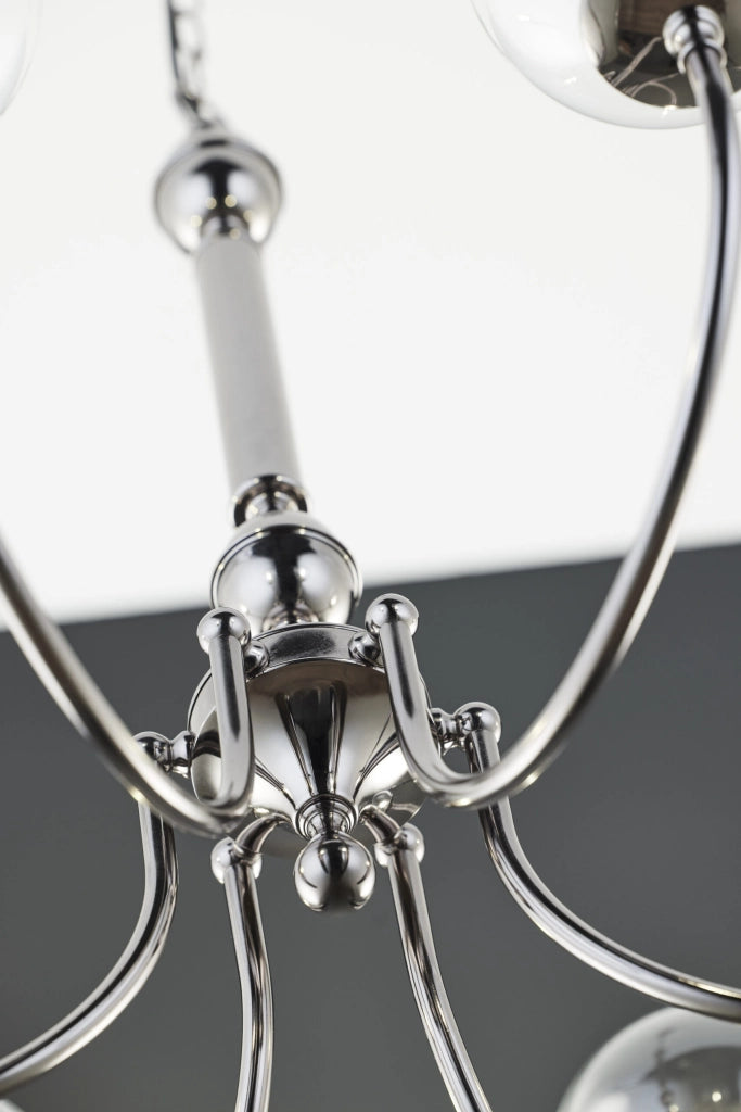 Lampadario moderno cromo 6 sfere vetro G9 Jupiter Brillante