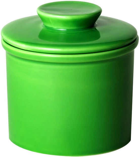 Vaso di conservazione per burro ceramico, contenitore per burro francese con coperchio, asta di conservazione per burro adatto per la cucina e la decorazione domestica, verde.