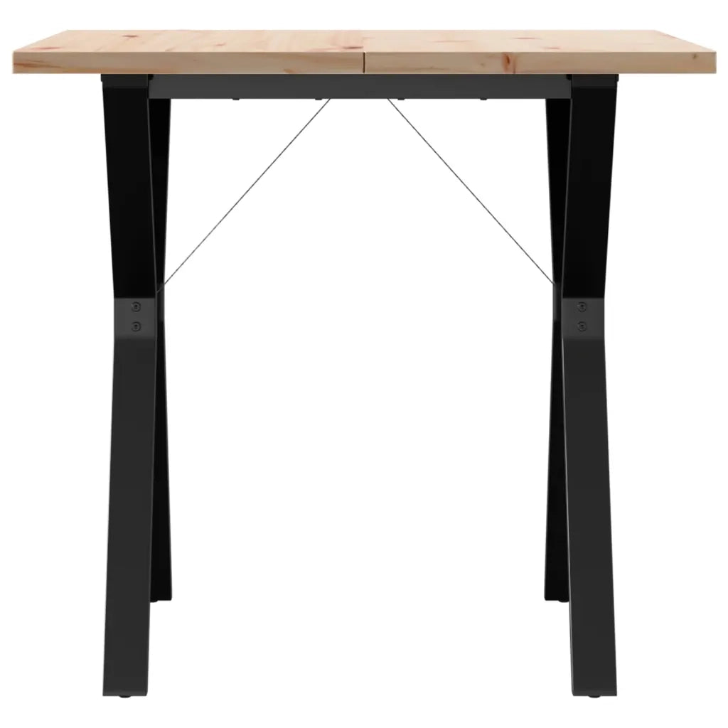 Tavolo da Pranzo Telaio a Y 80x80x75,5 cm Legno Pino e Acciaio