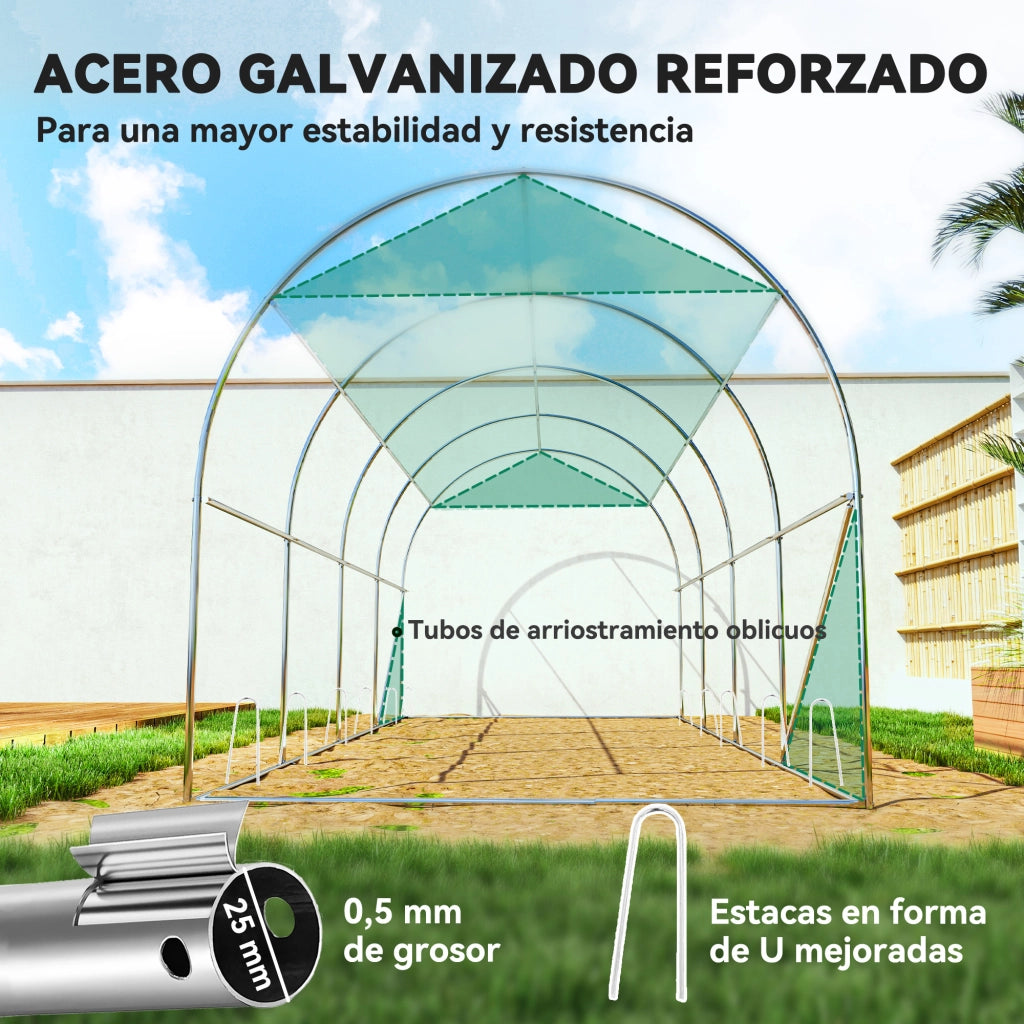 Serra Tunnel 4,5x2x2 m ¨C zephmum ¨C Verde, Copertura PE 140 g/m2, Pareti Laterali Arrotolabili, 8 Finestre, 2 Porte