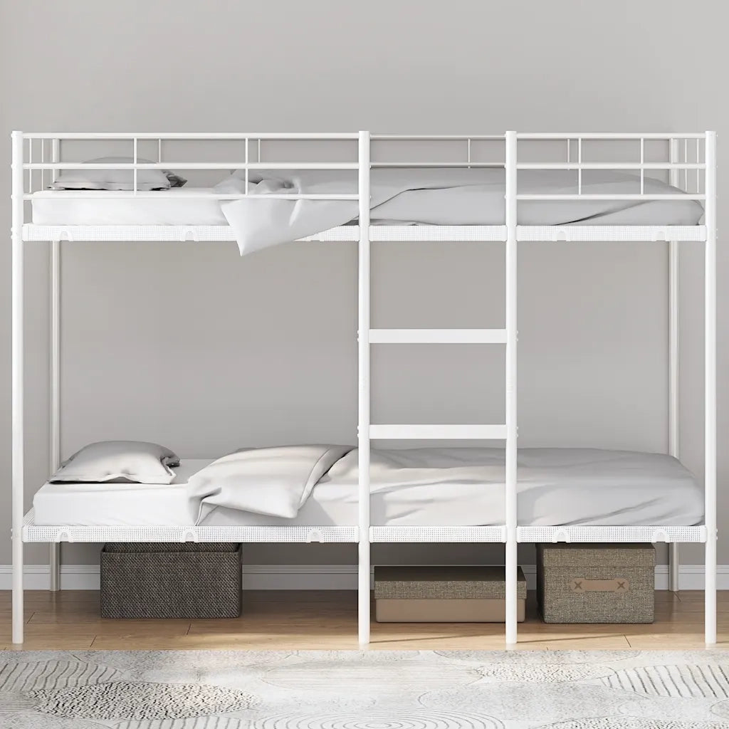 Letto a Castello senza Materasso Bianco 100x200 cm in Acciaio 42000331