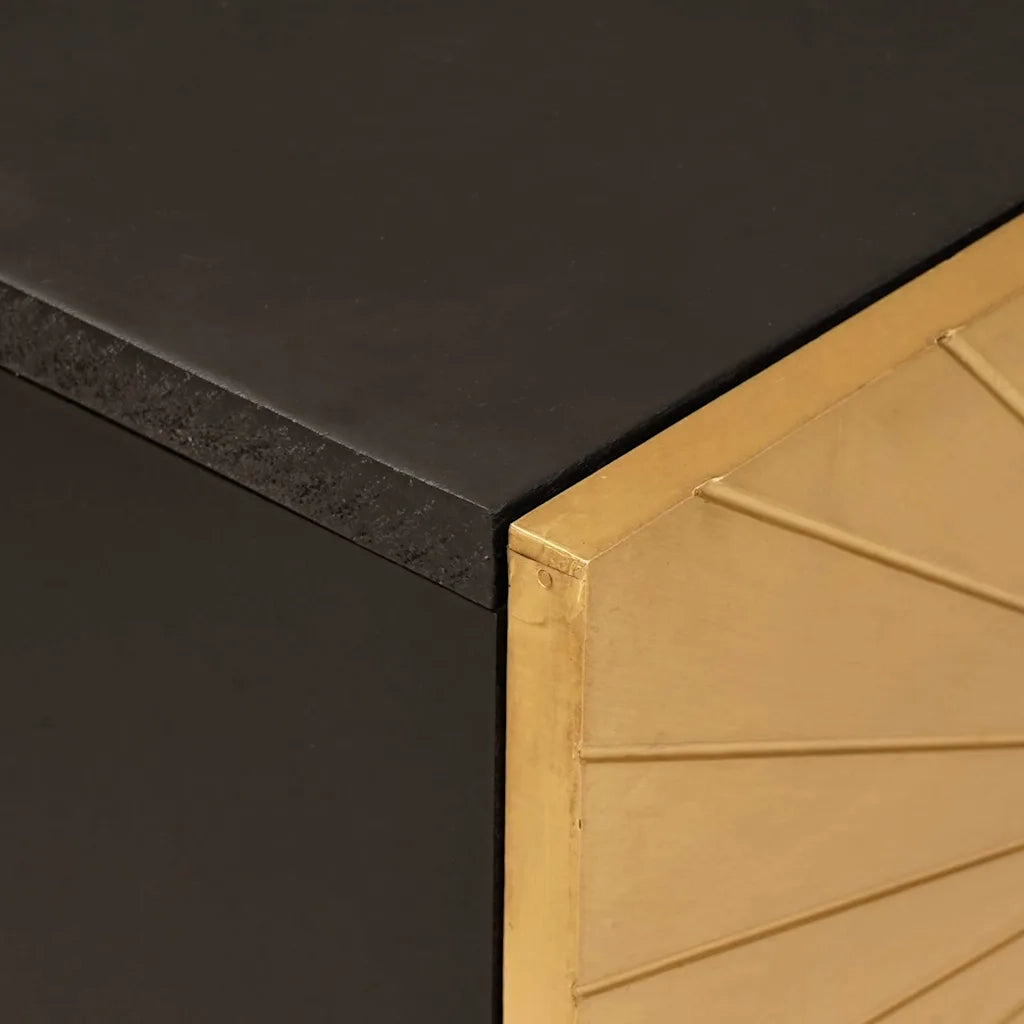 vidaXL Mobile laterale con archiviazione Nero e Oro 80 x 33.5 x 75 cm