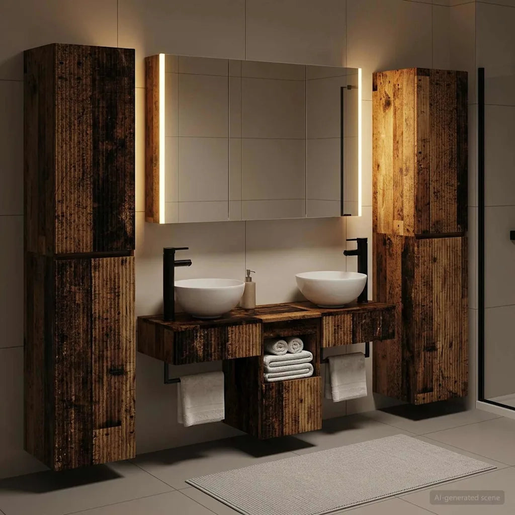 Set di mobili per il bagno 6 pcs Legno antico 3407189