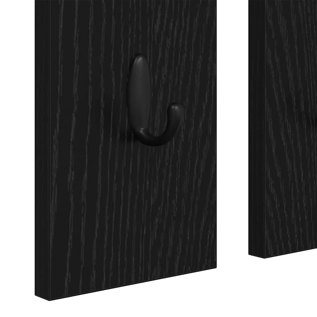 Appendiabiti a muro con lo scaffale Rovere nero 84 x 10 x 80 cm 874492
