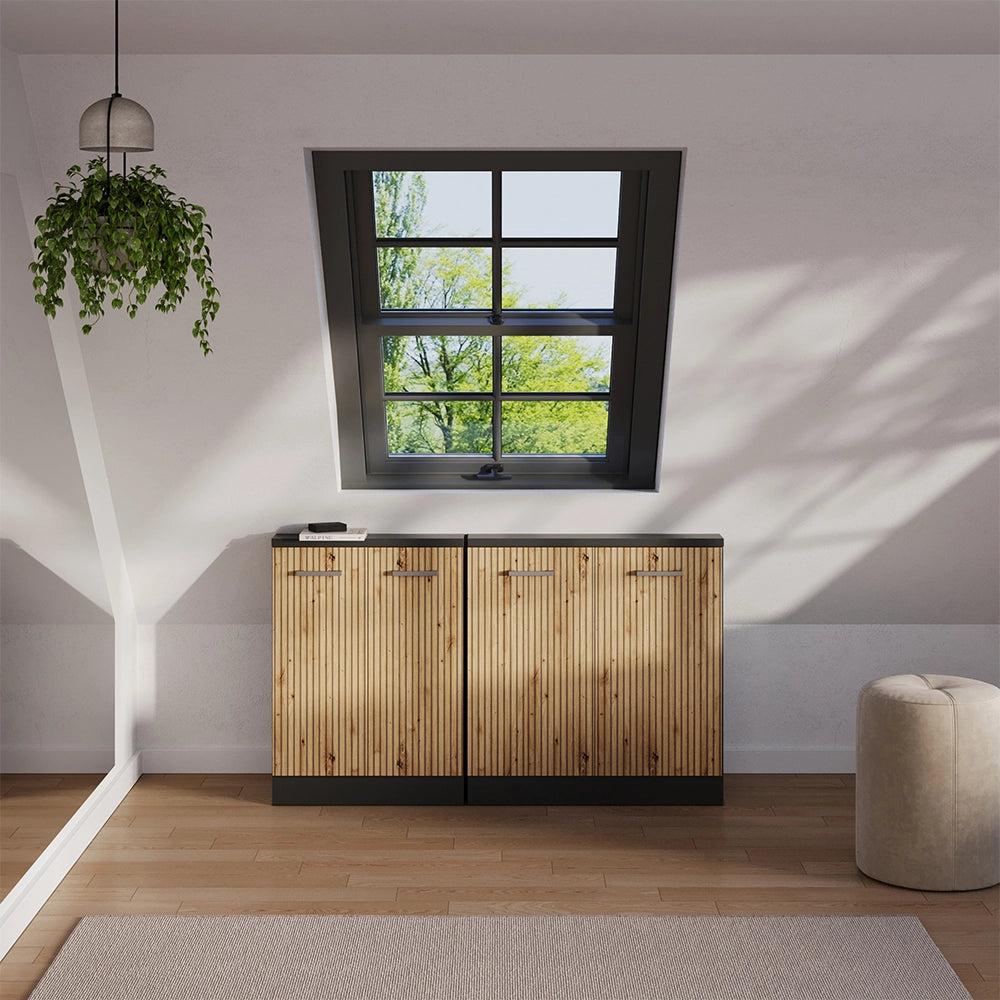 Mobile sottotetto Rion Rovere artigianale/Antracite con 2 porte Vicco