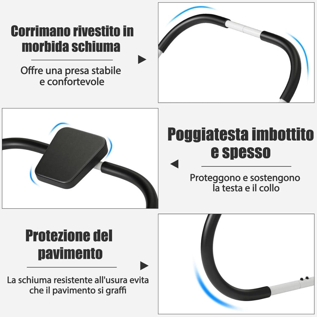 Addestratore per Addominali e Costato con Poggiatesta Imbottito, AB Trainer Ergonomico e Portatile per Allenamento della Forza e Assistente Posizione Seduta da Casa e Palestra