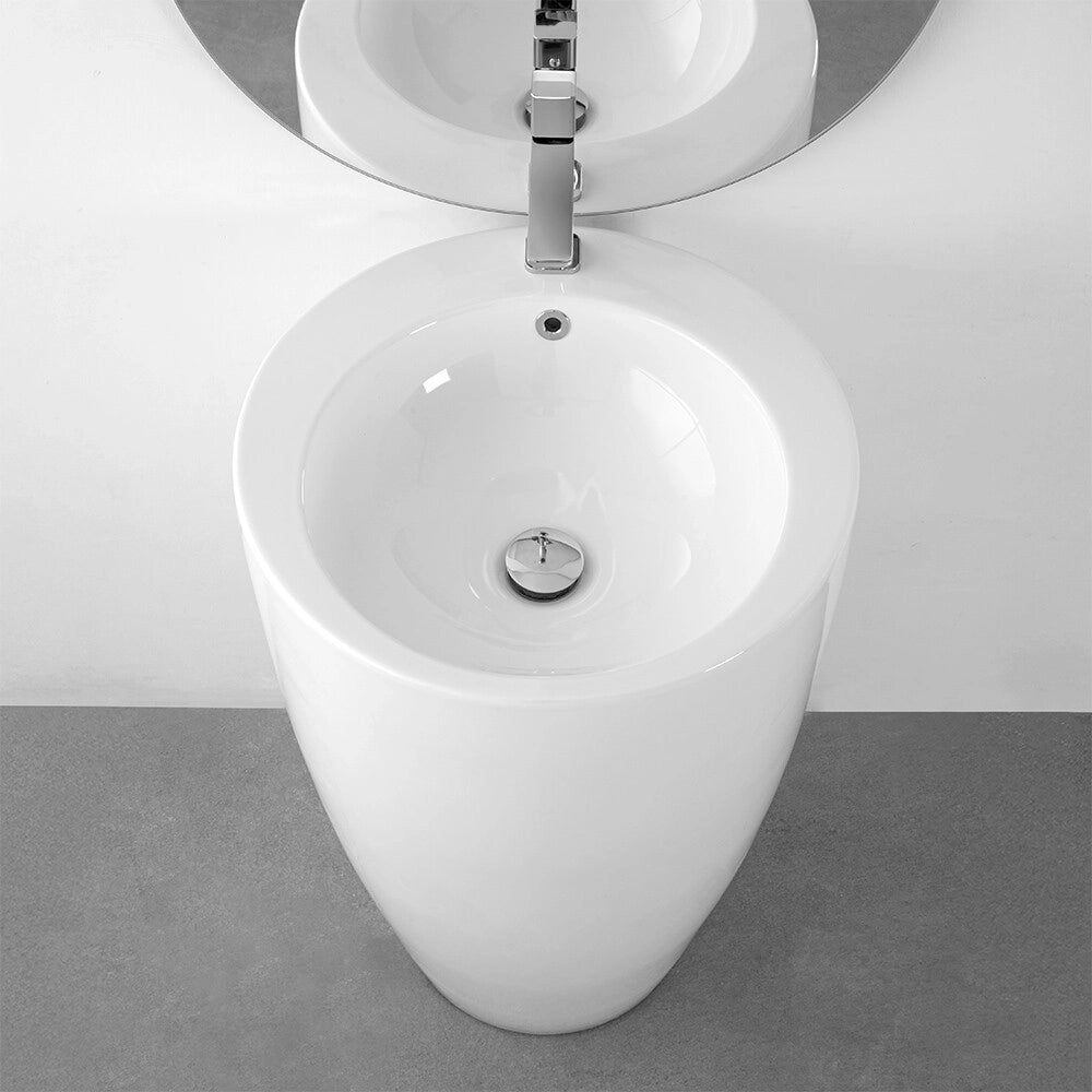 Lavabo freestanding 50x85h cm in ceramica bianco lucido Tokyo