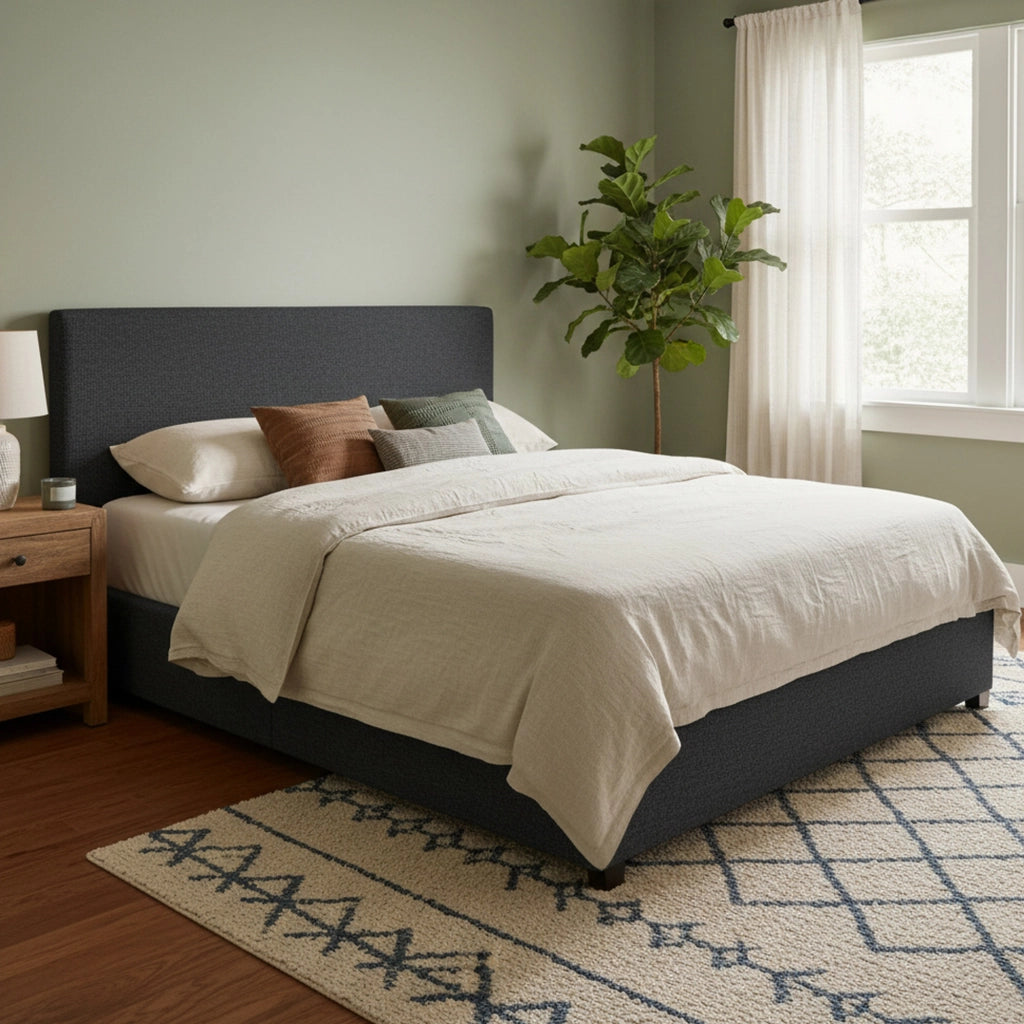 Basildon, Letto Matrimoniale Sfoderabile Made in Italy, Grigio Scuro