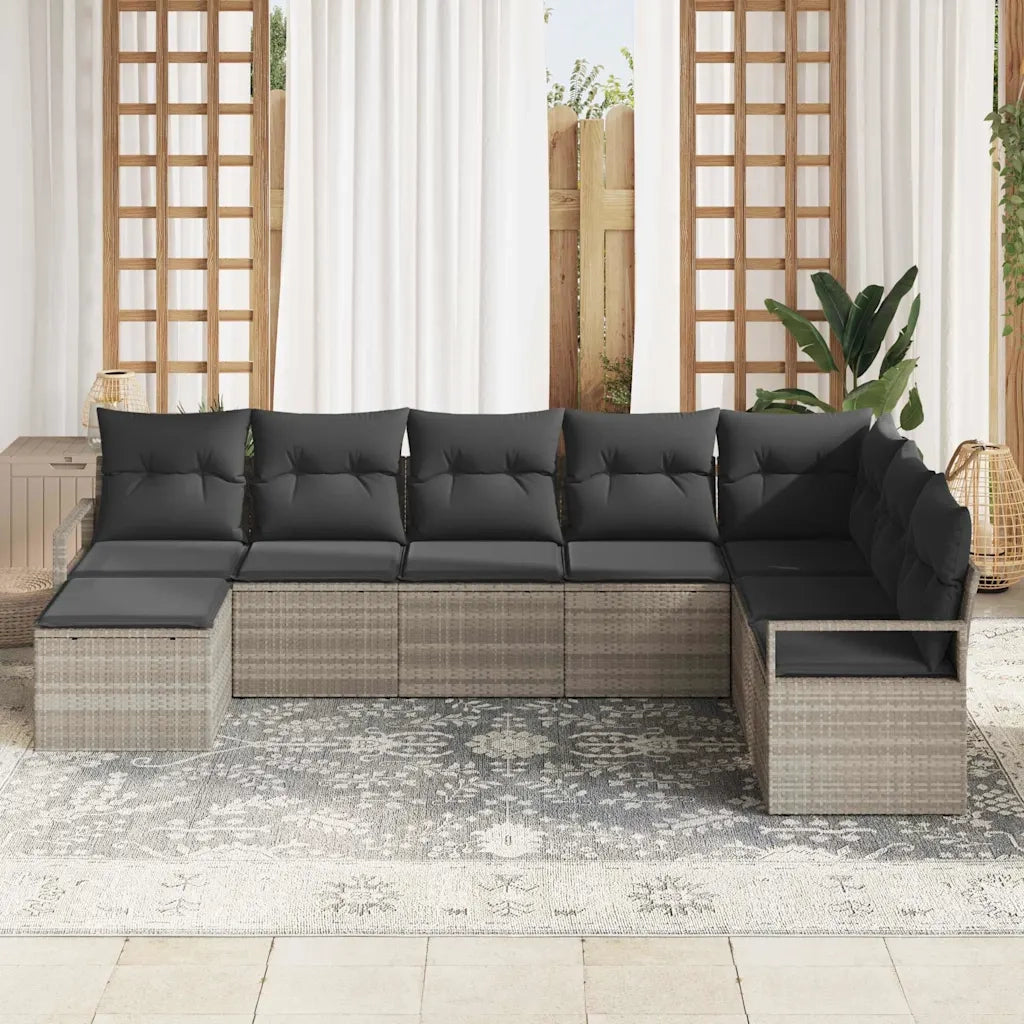 Set di divani con cuscino 8 pcs Grigio chiaro polyrattan 3346502