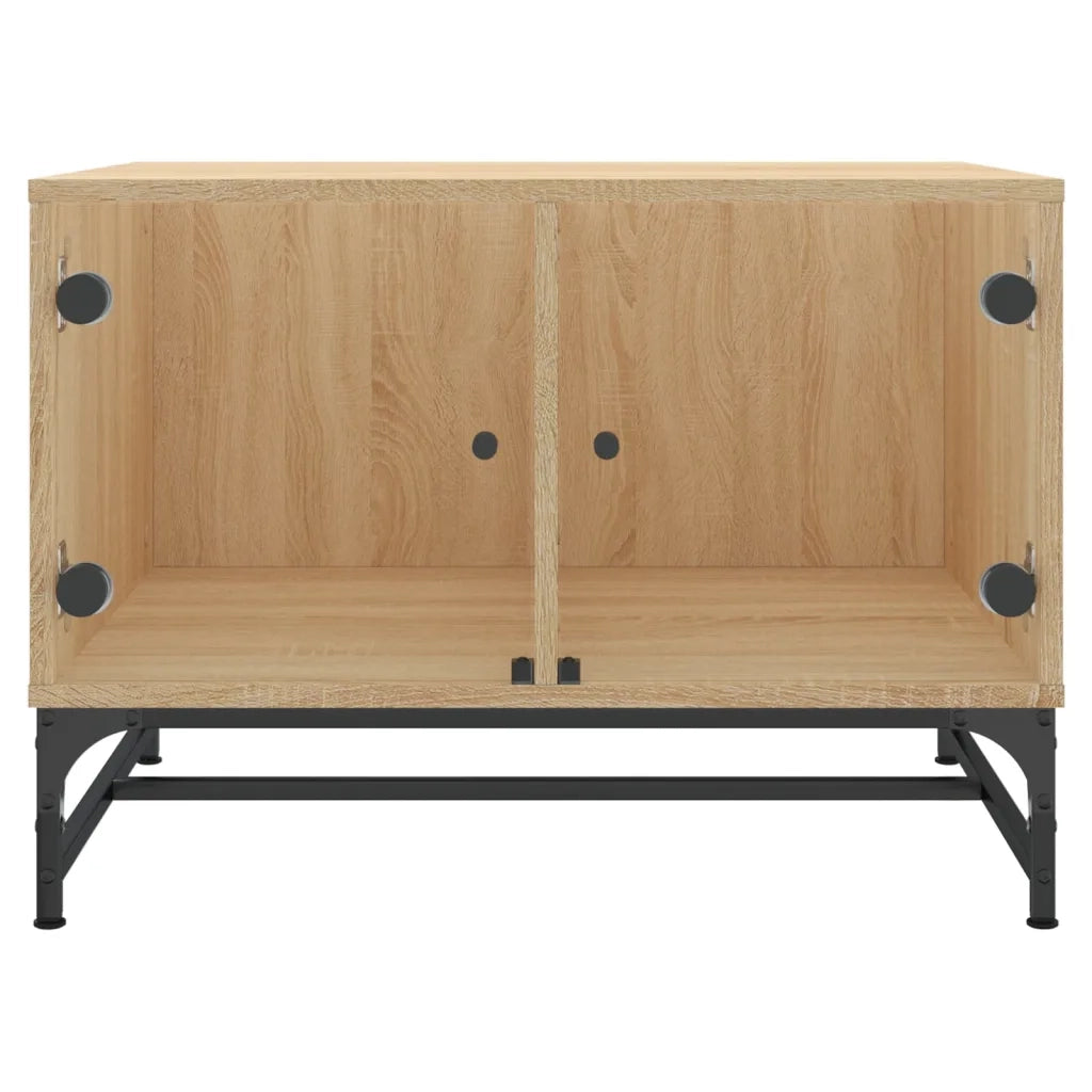 Tavolino Salotto con Ante in Vetro Rovere Sonoma 68,5x50x50 cm 836541