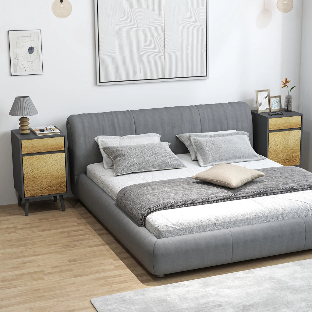 Comodino con cassetti e ripiano ¨C zephmum ¨C 40x39x69 cm grigio scuro