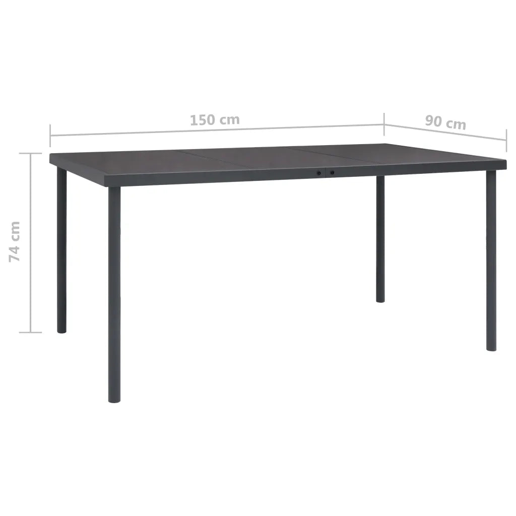 Tavolo da Pranzo per Esterni Antracite 150x90x74 cm in Acciaio cod mxl 34167