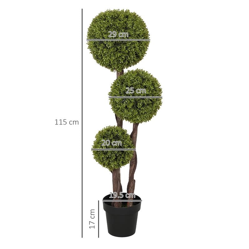 PIANTA DI BOSSO ARTIFICIALE A 3 SFERE CON VASO INCLUSO E FONDO RINFORZATO ALTEZZA 115 CM
