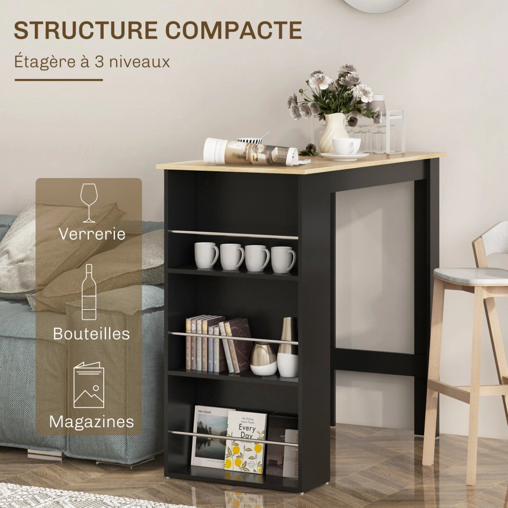 Tavolo da bar ¨C zephmum ¨C nero 112x57x106 cm con 3 ripiani