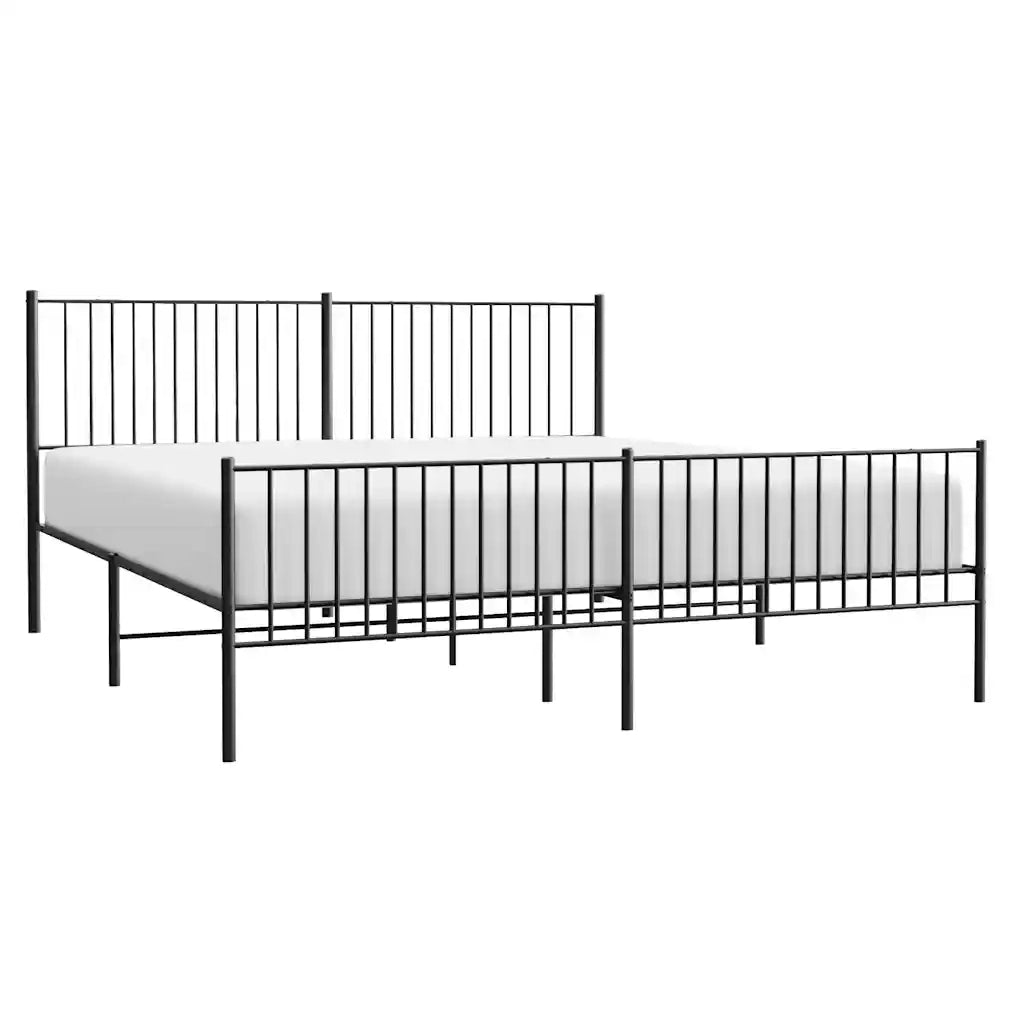 Giroletto con Testiera e Pediera-Struttura Letto Metallo Nero 193x203 cm 951015