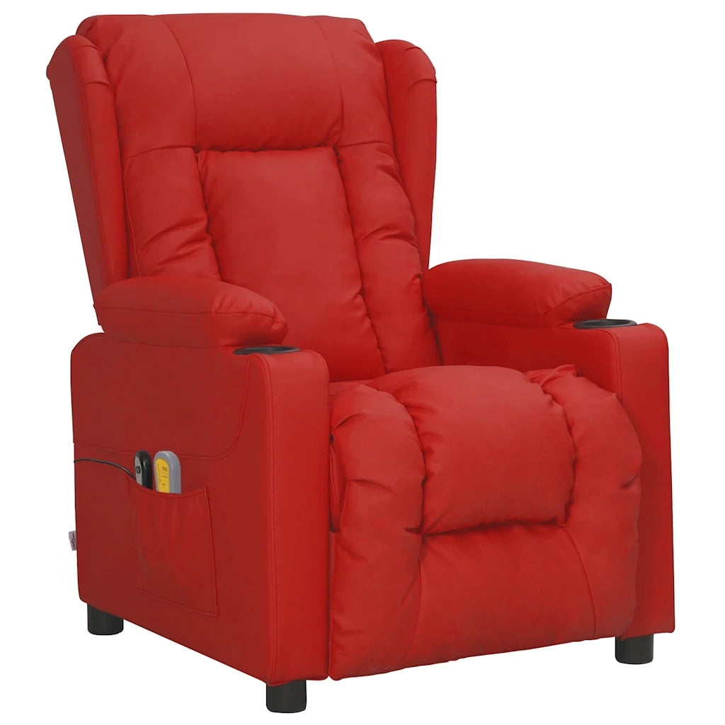 Poltrona Massaggio Elettrica Rosso Vino Similpelle 3098814
