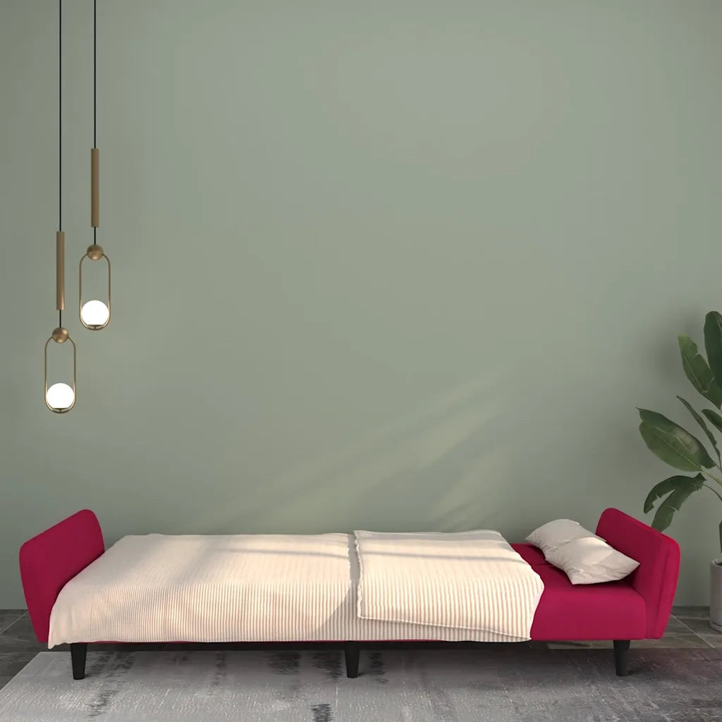 Divano letto | Sof¨¤ letto | Letto singolo a 2 Posti Rosso Vino in Velluto