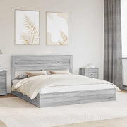 Letto con Contenitore con cassetto Grigio Sonoma 200 x 200 cm