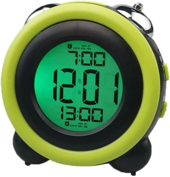 Alarme per sonno per persone difficili da svegliare con funzione di allarme opzionale Impostazione d'allarme doppia Funzione di pausa allarme Lampada da notte Funzione di orologio alimentato da batterie vicino al letto - Nero scala da 1 a 12