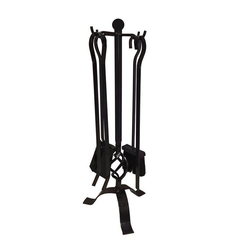 STAND AUTOPORTANTE CON 4 ACCESSORI IN FERRO BATTUTO PER CAMINO 15 X 15 X H 60 CM