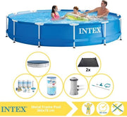 Piscina a Rete Metallica - Piscina da Montaggio - 366x76 cm - Inclusa Copertura, Kit di Manutenzione, Pompa per Piscina, Filtro, Set di Manutenzione e Matrice Solare