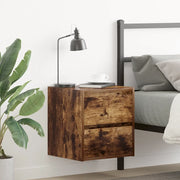 Comodini a Muro 2 pz Rovere Fumo 38x34x40 cm