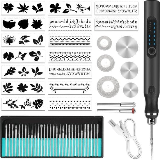 Kit di utensili per la scultura - caricabile via USB, senza fili, mini - 30 trapani