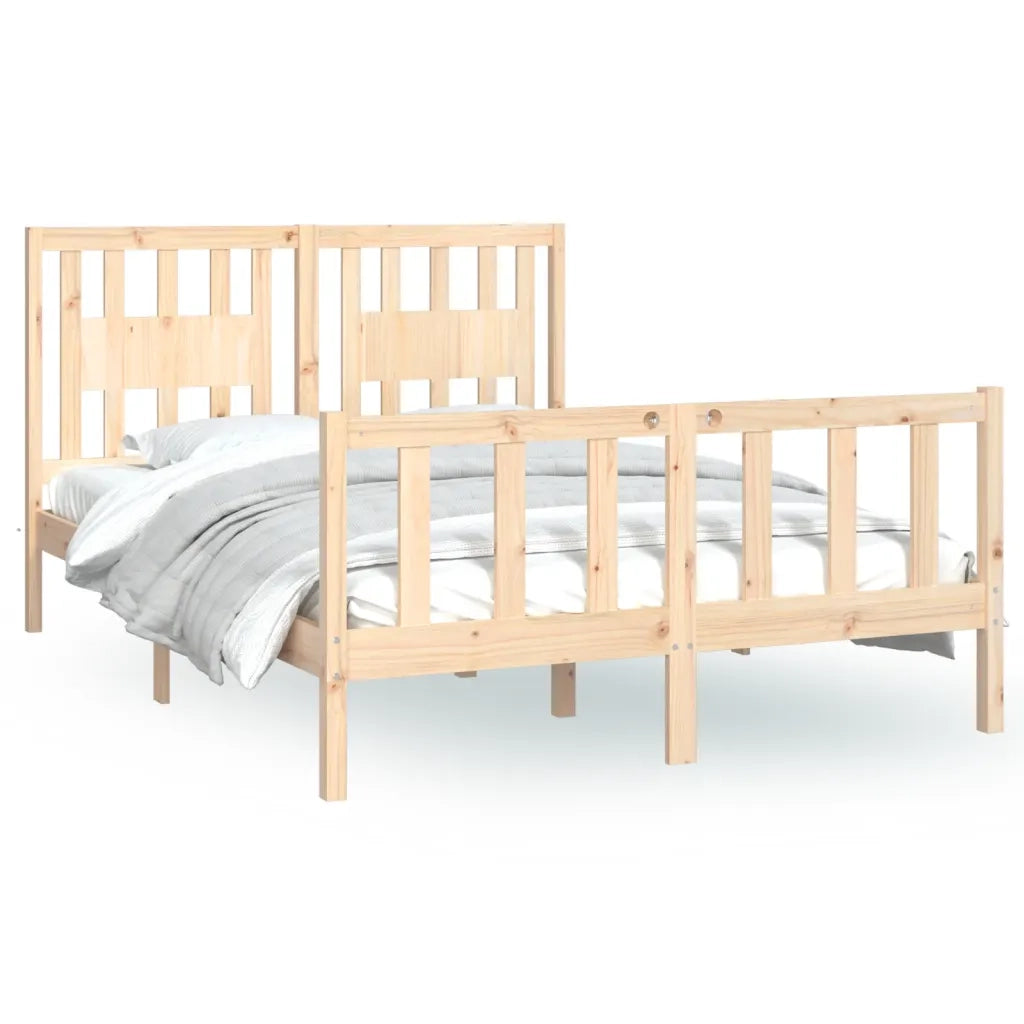 Giroletto con Testiera-Struttura Letto con testiera in Legno Massello di Pino 120x200 cm