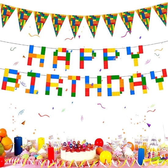 Decorazione per festa - Kit di costruzione per bambini - Bandiera - Banner di compleanno - Adatto per compleanni bambini
