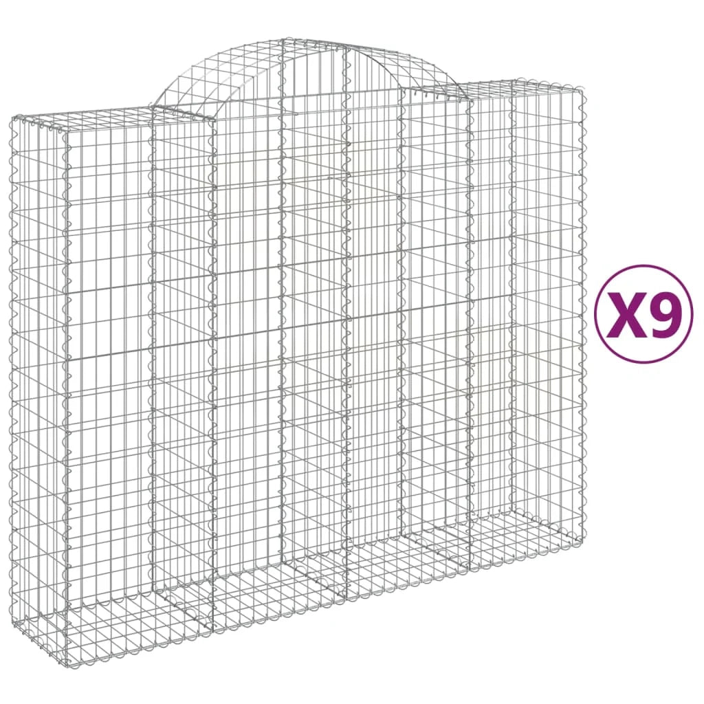 Set di 9 gabbioni ad arco per recinzione gabbia o muro di contenimento 200 x 50 x 160/180 cm ferro zincato argento 02_0041261