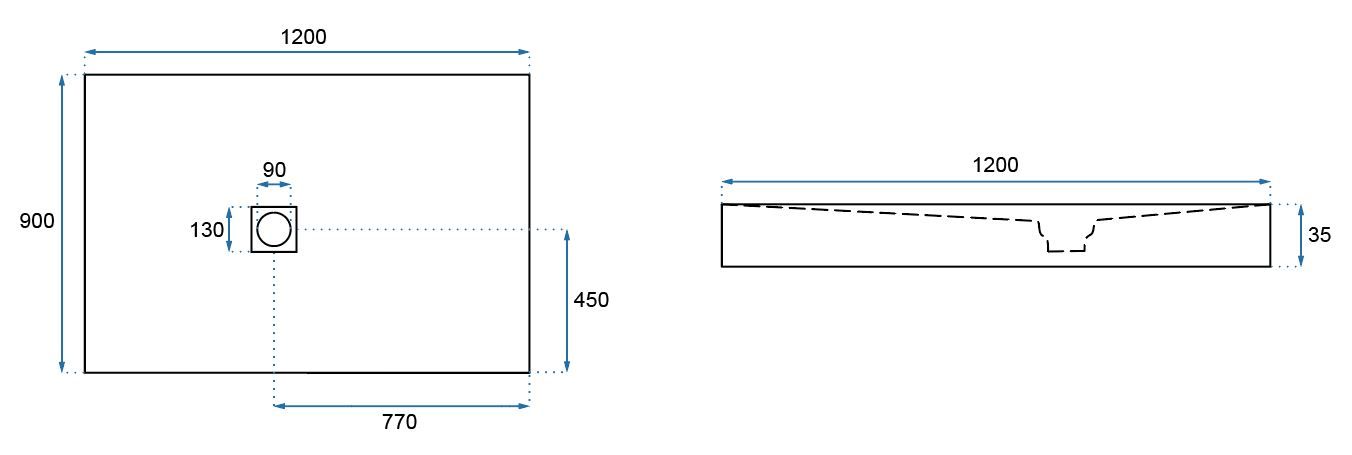 Piatto Doccia Rea Black Rock 90x120
