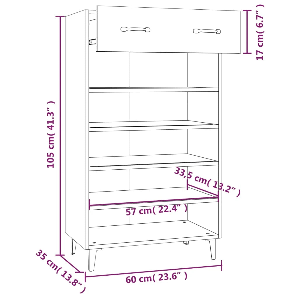 Scarpiera mobile contenitore per scarpe mobile per ingresso/corridoio/soggiorno design Sonoma 60 x 35 x 105 cm legno ingegnerizzato grigio 02_0022081