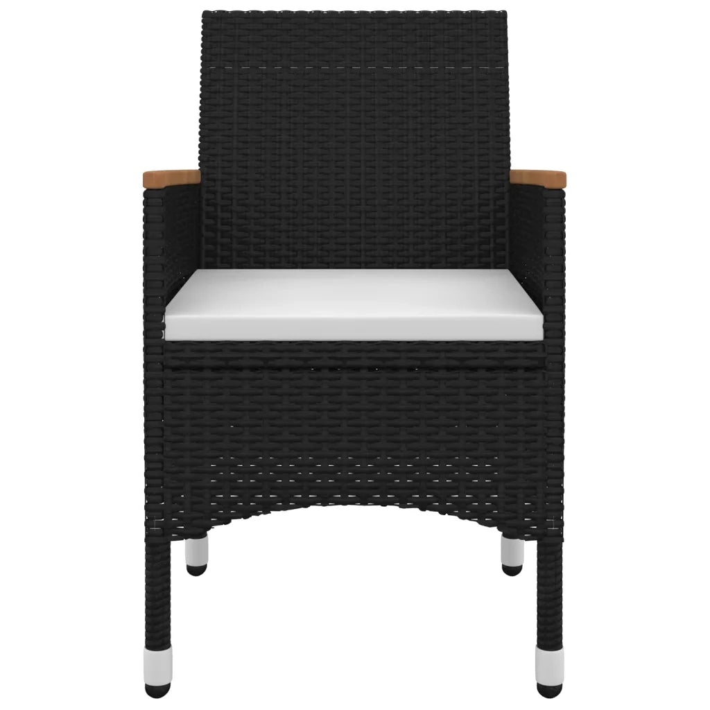 Set da Pranzo per Giardino 3 pz con Cuscini Polyrattan e Vetro 3099769