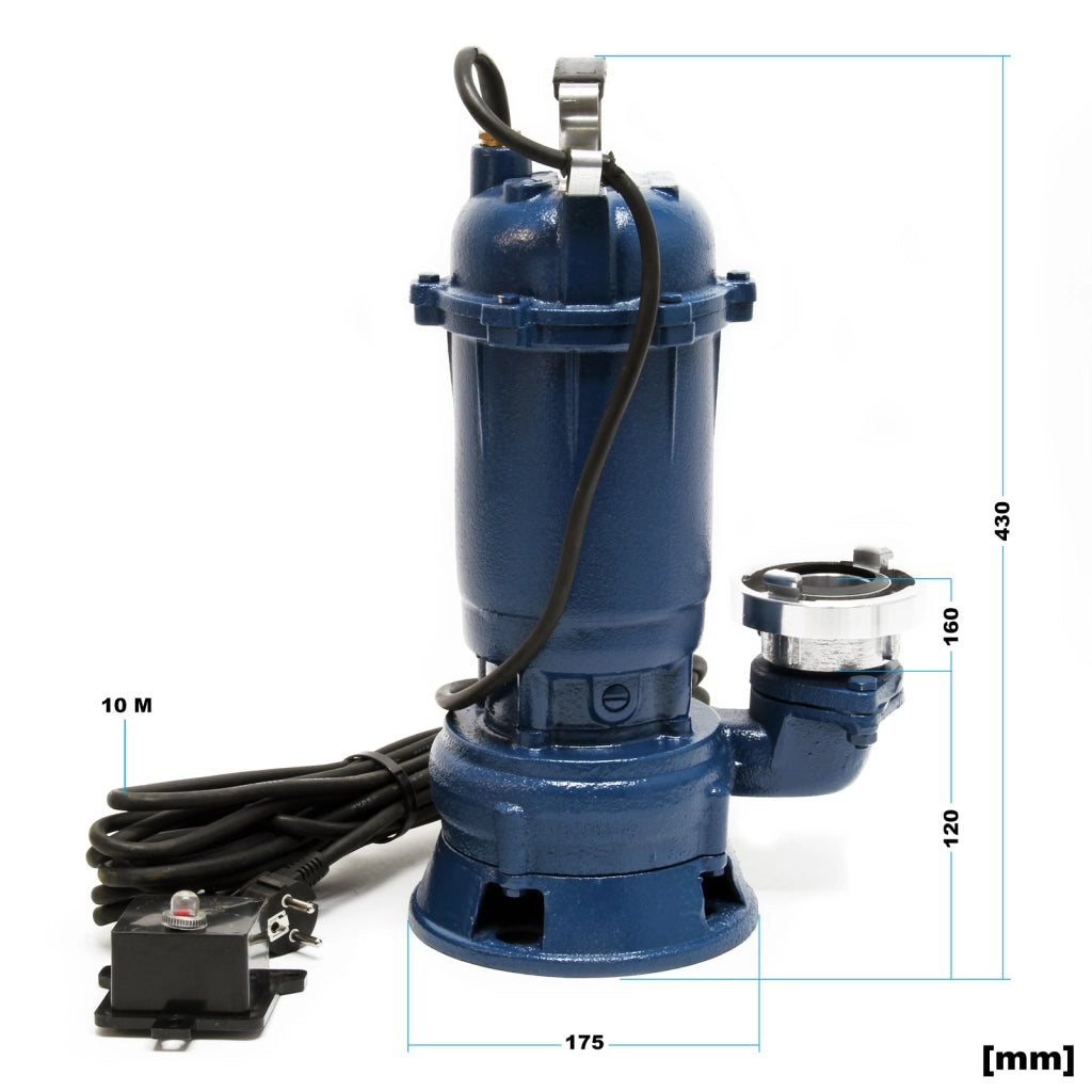 Pompa sommersa acque nere 1500W 22800l/h Tubo di 20m Elettropompa a immersione