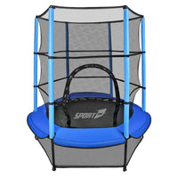 Trampolino Tappeto Elastico Ø140x185 cm in Acciaio con Rete di Protezione Blu