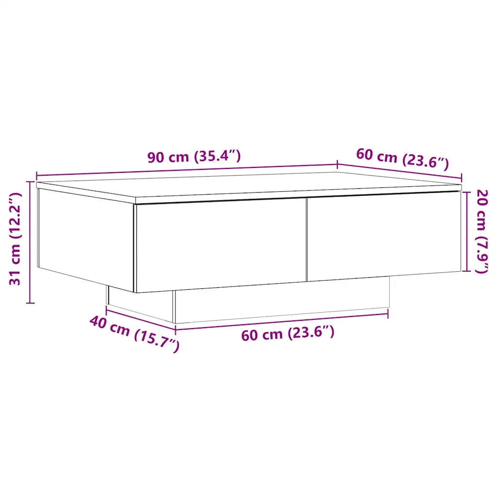 vidaXL Tavolino da Salotto Legno Antico 90x60x31 cm Legno Multistrato
