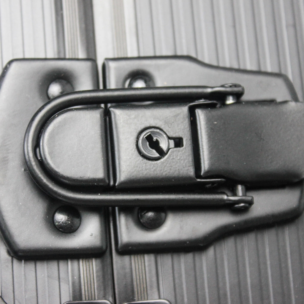 Carrello pieghevole con cassetti per utensili e chiusura sicura in plastica nera per casa garage e fai da te