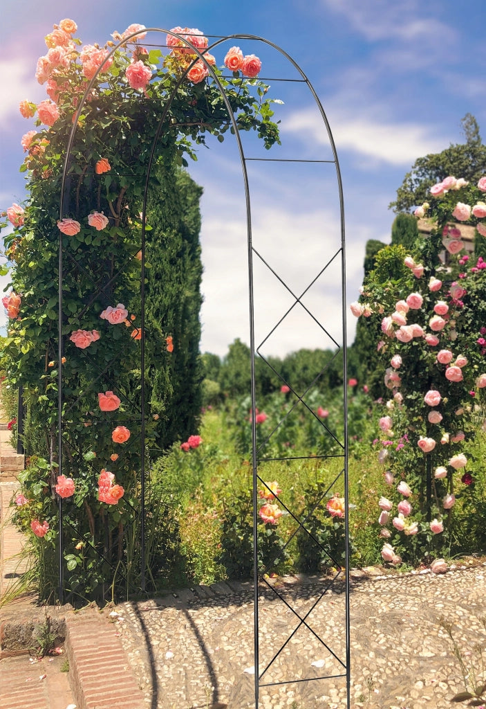 Arco da giardino in metallo KADAX per rose, rampicanti, fiori, supporto per fiori 255 cm