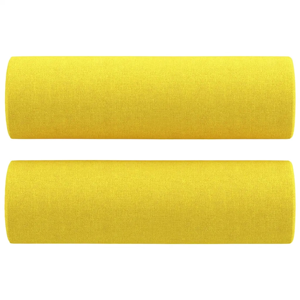Set di Divani 3 pz con Cuscini Giallo Chiaro in Tessuto