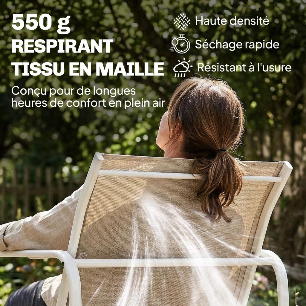 Set Giardino 4 Pezzi con Divano 2 Posti, 2 Poltrone e Tavolo ¨C Minimal ¨C Tessuto, Acciaio, Vetro, 112x73x74 cm, Kaki