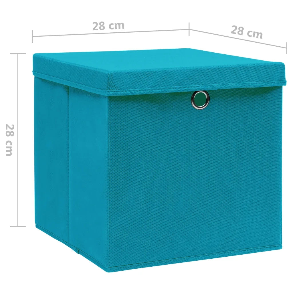 Contenitori con Coperchio 4 pz 28x28x28 cm Blu Baby cod mxl 43227