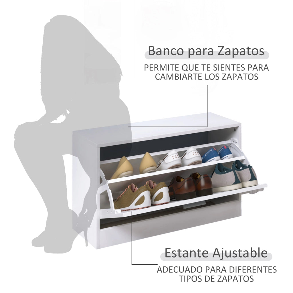 Set di Mobili per Ingresso 3 Pezzi Scarpiera Specchio Appendiabiti con Ganci ¨C Zephmum ¨C 80x27x46,5cm Bianco