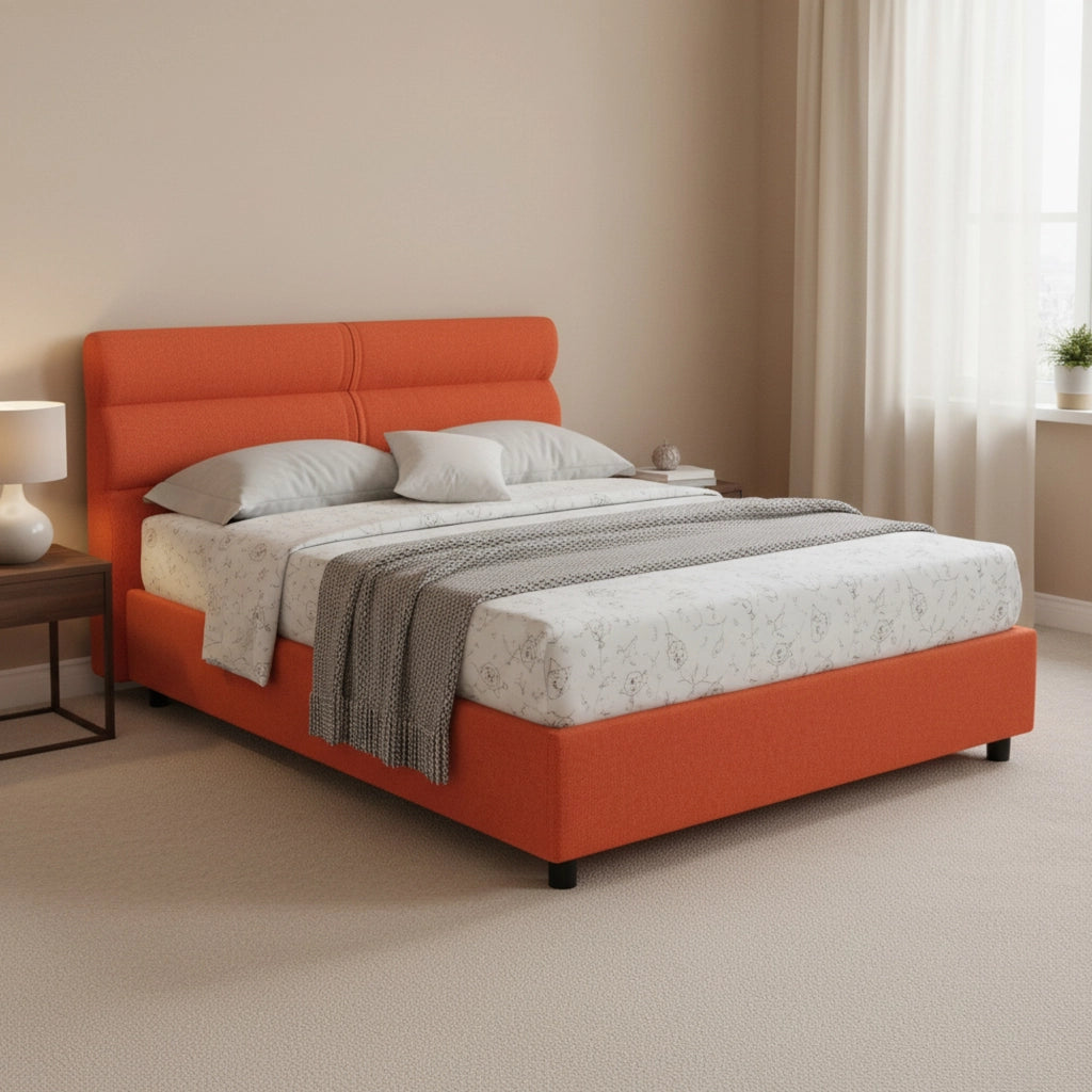 Brivio, Letto Piazza e Mezza Sfoderabile Made in Italy, Arancione