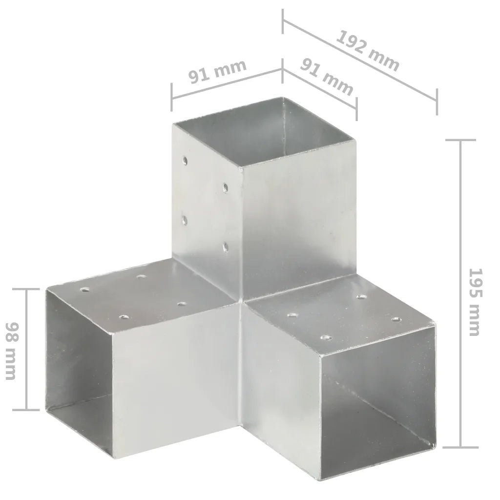 Connettori per Pali a Forma di Y 4 pz Metallo Zincato 91x91 mm cod mxl 59114