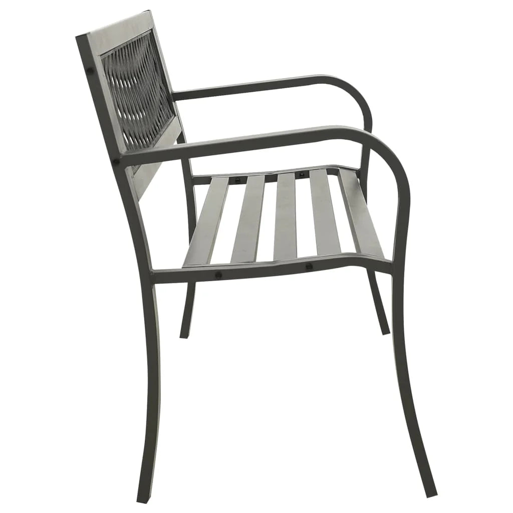 Panchina da giardino arredo esterno per patio terrazzo 125 x 53 x 77 cm acciaio grigio 02_0011226