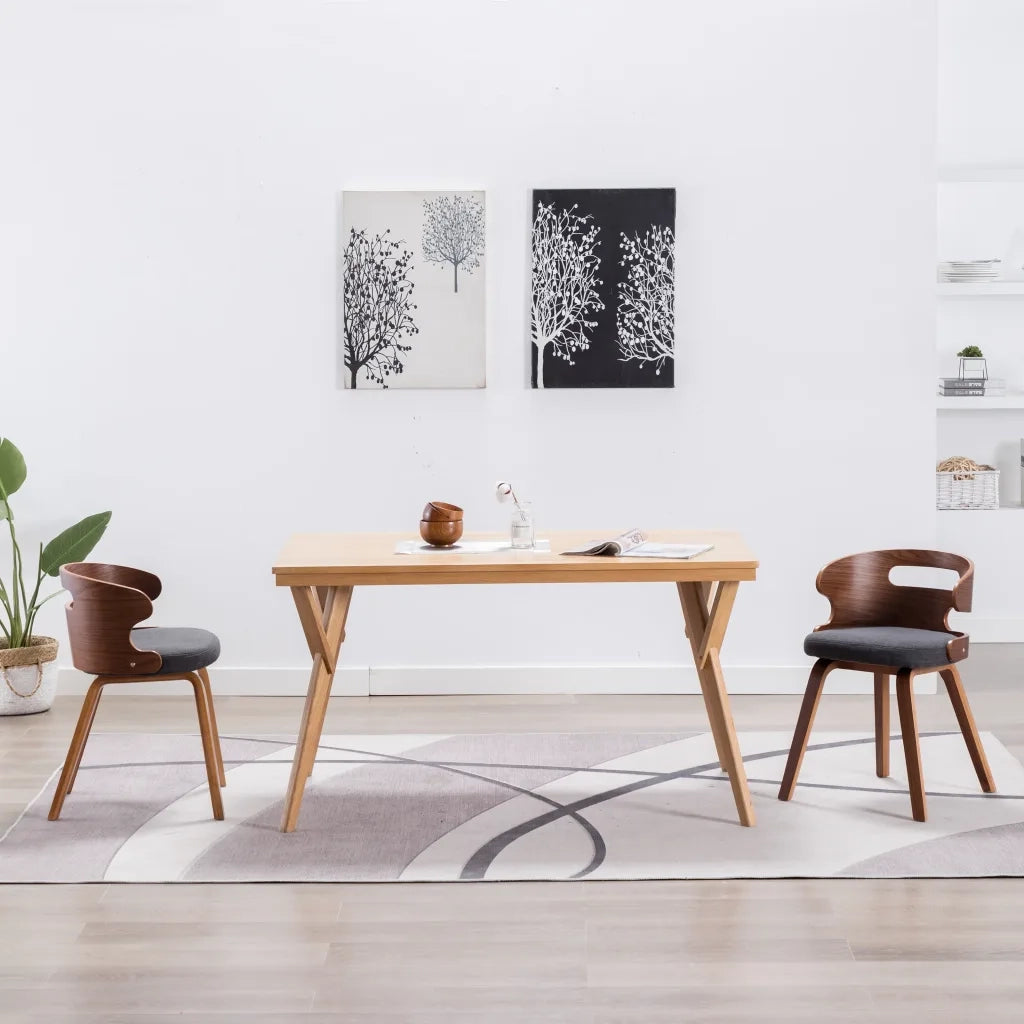 Sedie da Pranzo 2 pz | Sedie da cucina Legno Curvato e Tessuto Grigio Scuro