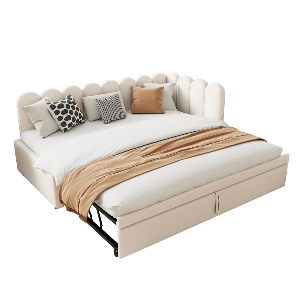 Divano angolare 2 in 1 - Xylo - 90/180x200 cm velluto beige